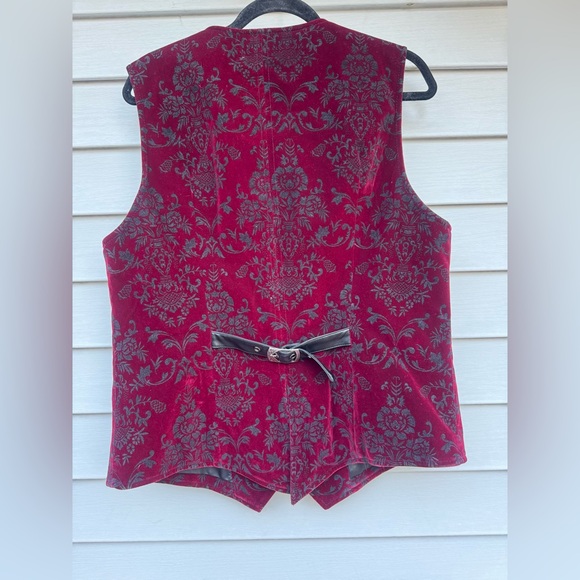 Punk Rave Gothic Red Brocade Vest Y-813 Steampunk Waistcoat Medium Cosplay Alt Q - Picture 2 of 12